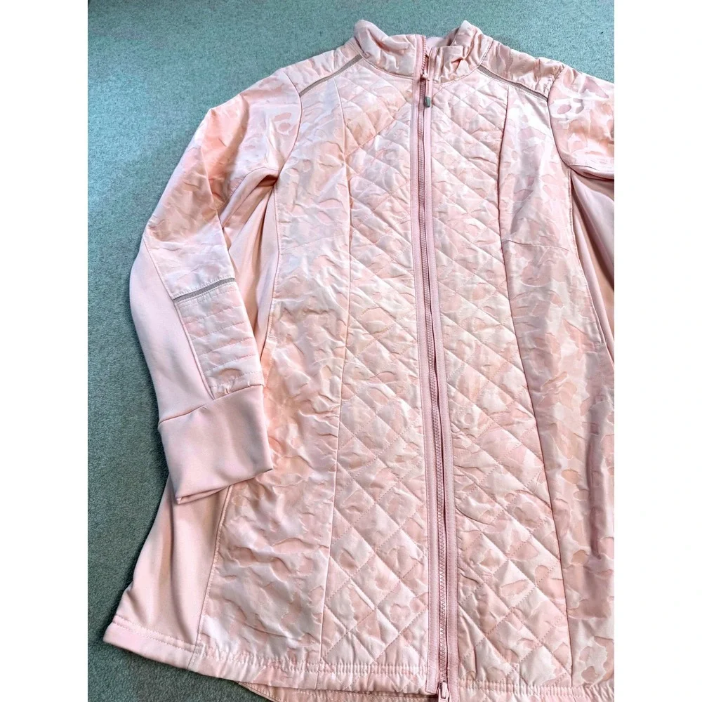 Avia Womens 3X Jacket Pink Quilted Lightweight‎ Athletic Zip Up Plus Activewear